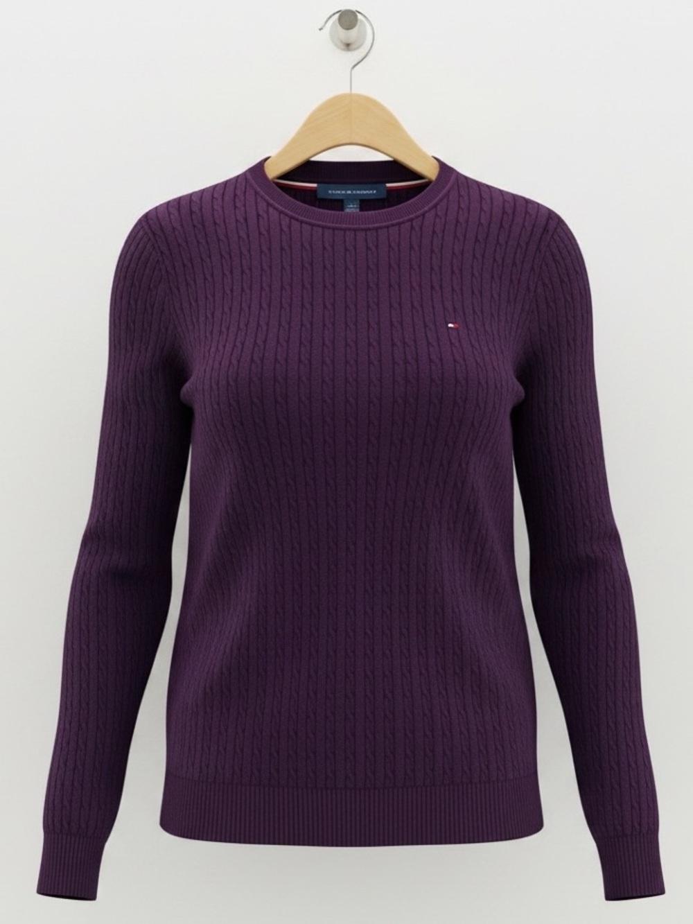 Tommy Hilfiger Plum Sweater Small Lightweight Ribbed Knit Crewneck NWT